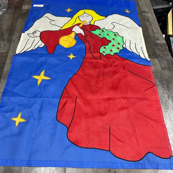 Joy Angel Blowing Trumpet Christmas Holiday Yard Banner Outdoor Flag - Picture 7 of 11